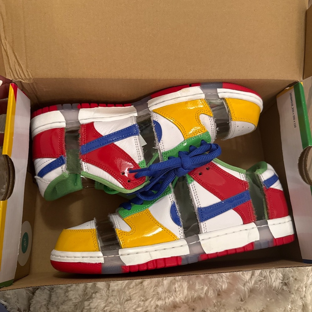 Nike Multi-Color High-Top Sneakers with Blue Laces